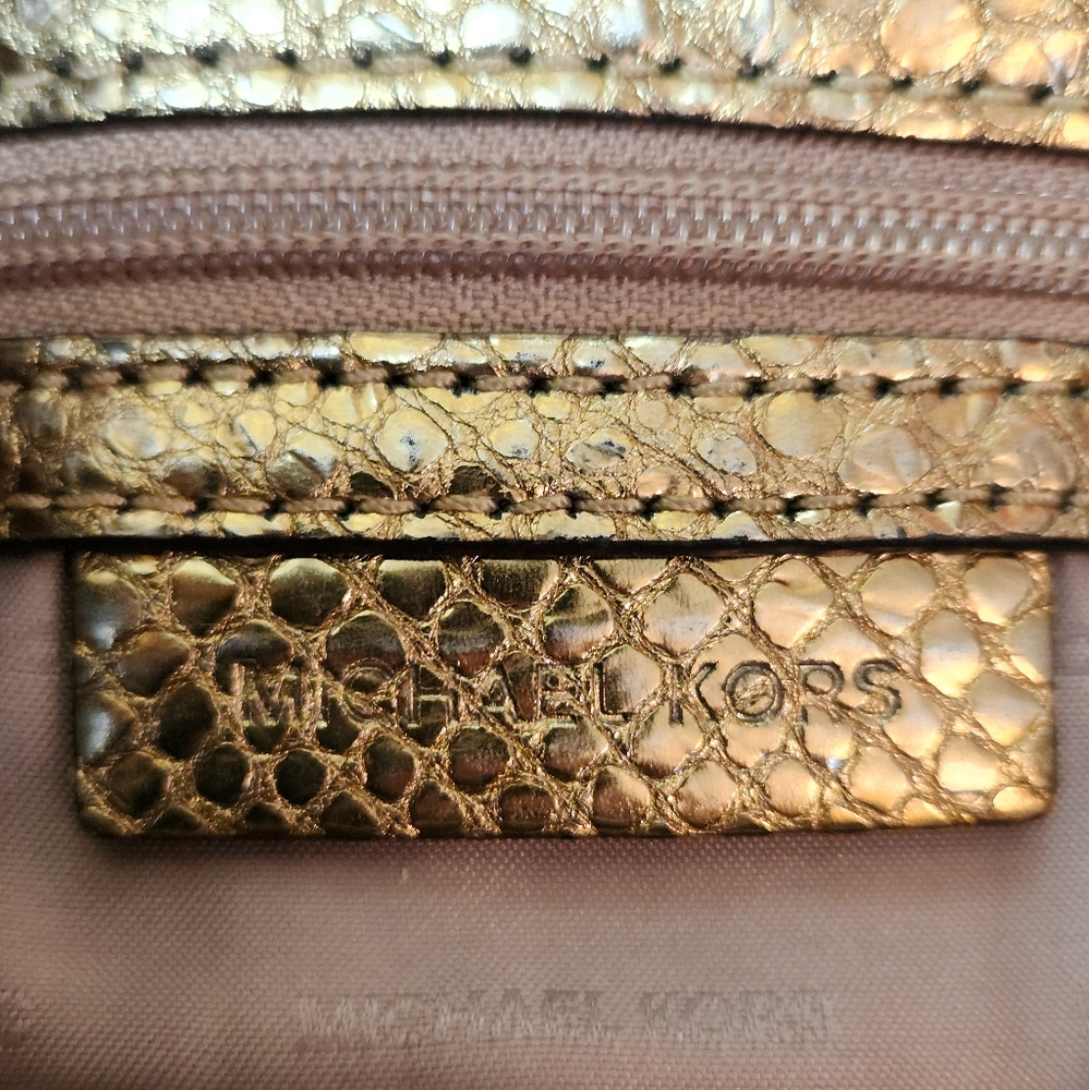 Michael Kors Python Gold Shoulder Tote - Picture 8 of 16